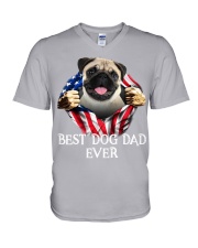 Pug-Dog Flag-Dad V-Neck T-Shirt tile
