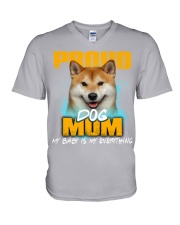 Shiba Inu-Proud Dog Mom V-Neck T-Shirt tile