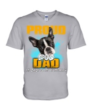 Boston Terrier-Proud Dog Dad V-Neck T-Shirt tile