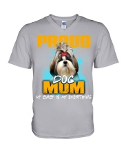 Shih Tzu-Proud Dog Mom V-Neck T-Shirt tile