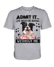 Border Collie-Admit It V-Neck T-Shirt tile