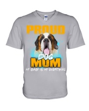St Bernard-Proud Dog Mom V-Neck T-Shirt tile