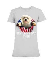 Maltese-Dog Flag-Dad Premium Fit Ladies Tee tile