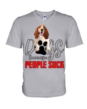 Basset Hound-People Suck V-Neck T-Shirt tile