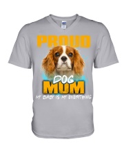 Cavalier King Charles Spaniel-02-Proud Dog Mom V-Neck T-Shirt tile