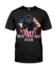Pug-Black-Dog Flag-Dad Classic T-Shirt front