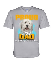 Old English Sheepdog-Proud Dog Dad V-Neck T-Shirt tile