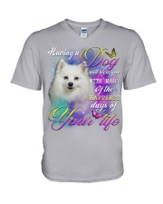 American Eskimo-Bless You V-Neck T-Shirt tile