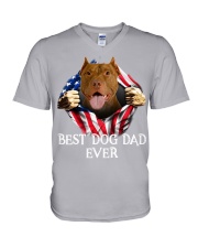 American Pit Bull Terrier-Dog Flag-Dad V-Neck T-Shirt tile