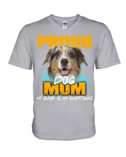Australian Shepherd-Proud Dog Mom V-Neck T-Shirt tile