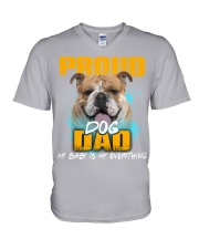 English Bulldog-Proud Dog Dad V-Neck T-Shirt tile