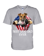 Jack Russell Terrier-Dog Flag-Dad V-Neck T-Shirt tile