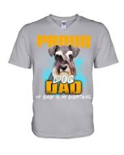 Schnauzer-Proud Dog Dad V-Neck T-Shirt tile