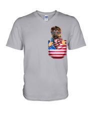 German Shepherd-Flag Pocket V-Neck T-Shirt tile