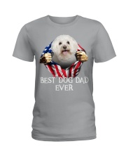 Bichon Frise-Dog Flag-Dad Ladies T-Shirt tile