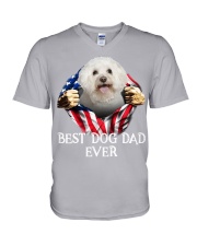 Bichon Frise-Dog Flag-Dad V-Neck T-Shirt tile