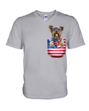 Yorkshire Terrier-Flag Pocket V-Neck T-Shirt tile