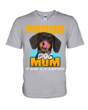 Dachshund-Proud Dog Mom V-Neck T-Shirt tile