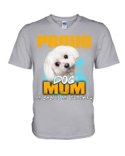 Maltese-02-Proud Dog Mom V-Neck T-Shirt tile