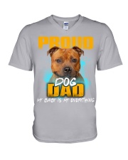 Staffordshire Bull Terrier-Proud Dog Dad V-Neck T-Shirt tile