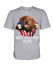Dachshund-02-Dog Flag-Dad V-Neck T-Shirt tile