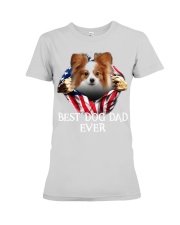 Papillon 2-Dog Flag-Dad Premium Fit Ladies Tee tile
