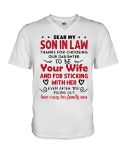 From crazy wife's family to son-in-law V-Neck T-Shirt tile