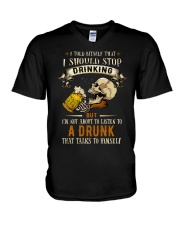 Not About To Listen To A Drunk V-Neck T-Shirt tile