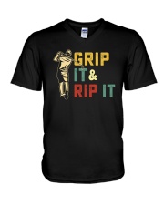 Best Gift For Golf Lovers - Grip it and rip it V-Neck T-Shirt tile