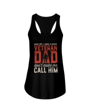 FOR VET DAD - BACK OFF I HAVE A CRAZY VETERAN DAD Ladies Flowy Tank tile