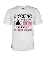 FOR MOMMY - ROCKIN' DOGMOM AND HUMAN V-Neck T-Shirt tile