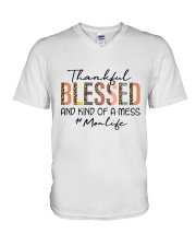 Best Mother's Day Gift - Thankful Blessed Leopard V-Neck T-Shirt tile
