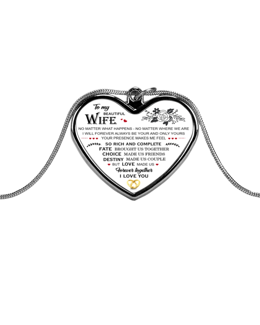 To My Beautiful Wife Metallic Heart Necklace