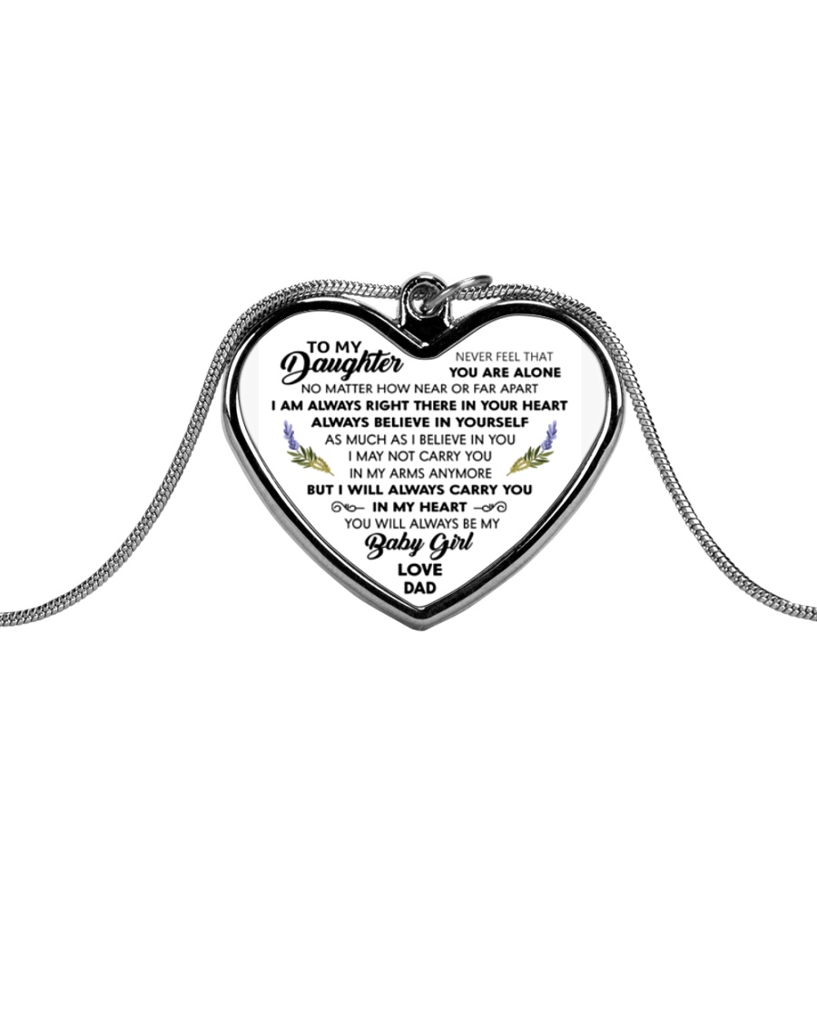 To My Daughter Daddy's Little Princess Metallic Heart Necklace