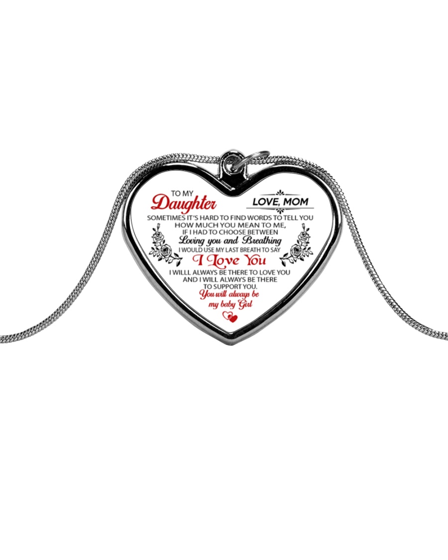 To My Daughter Sometimes It's Hard Metallic Heart Necklace