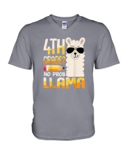 4th Grade No Prob-Llama V-Neck T-Shirt thumbnail