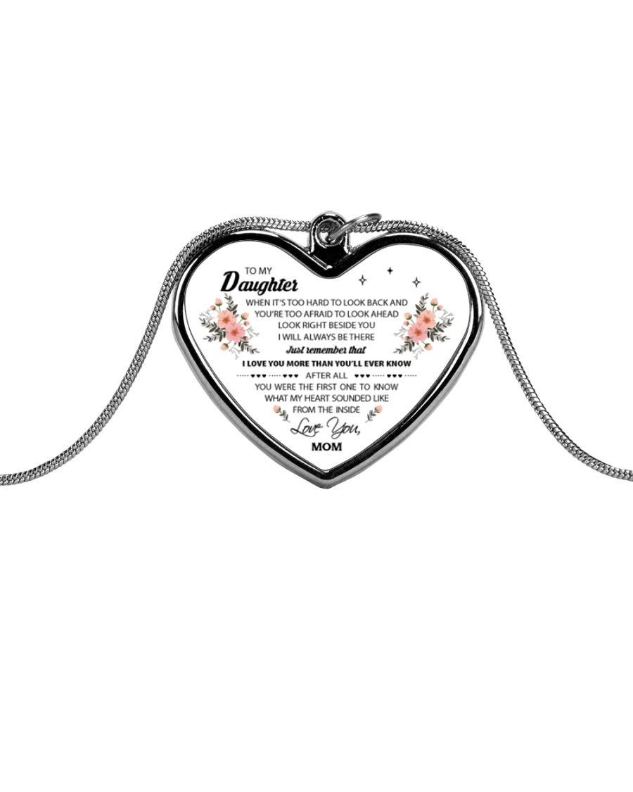 To My Daughter When It's Too Hard Metallic Heart Necklace