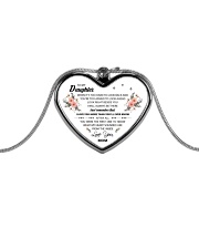 To My Daughter When It's Too Hard Metallic Heart Necklace front