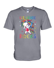 Unicorn 1st Grade Rocks V-Neck T-Shirt thumbnail