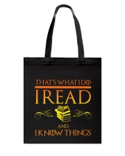 I Read And I Know Things T Shirt Funny Book Lovers Tote Bag thumbnail