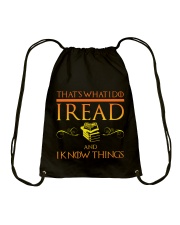 I Read And I Know Things T Shirt Funny Book Lovers Drawstring Bag thumbnail