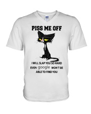 Cat Piss Me Off I Will Slap You So Hard Even Google Won't Be Able To Find You V-Neck T-Shirt tile
