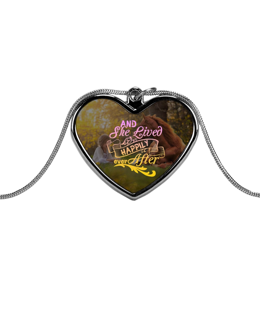 Horse - And She Lived Happily Ever After Metallic Heart Necklace