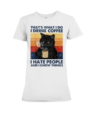 Cat Coffee T-shirt Premium Fit Ladies Tee thumbnail