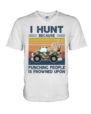  i hunt because punching  V-Neck T-Shirt tile