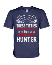 THESE TITTIES ARE PROTECTED BY A HUNTER V-Neck T-Shirt thumbnail