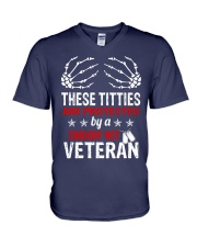 THESE TITTIES ARE PROTECTED BY A VETERAN V-Neck T-Shirt thumbnail