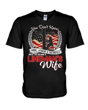 Lineman's Wife V-Neck T-Shirt thumbnail