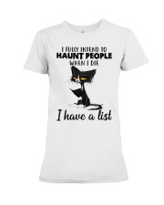 CAT HAUNT PEOPLE FUNNY Premium Fit Ladies Tee tile
