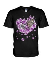 KOALA PURPLE FLOWER V-Neck T-Shirt tile